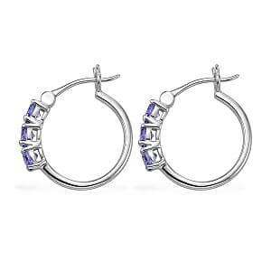 EverTrue Tanzanite 1.15 ctw Hoop Earrings in Platinum Bond