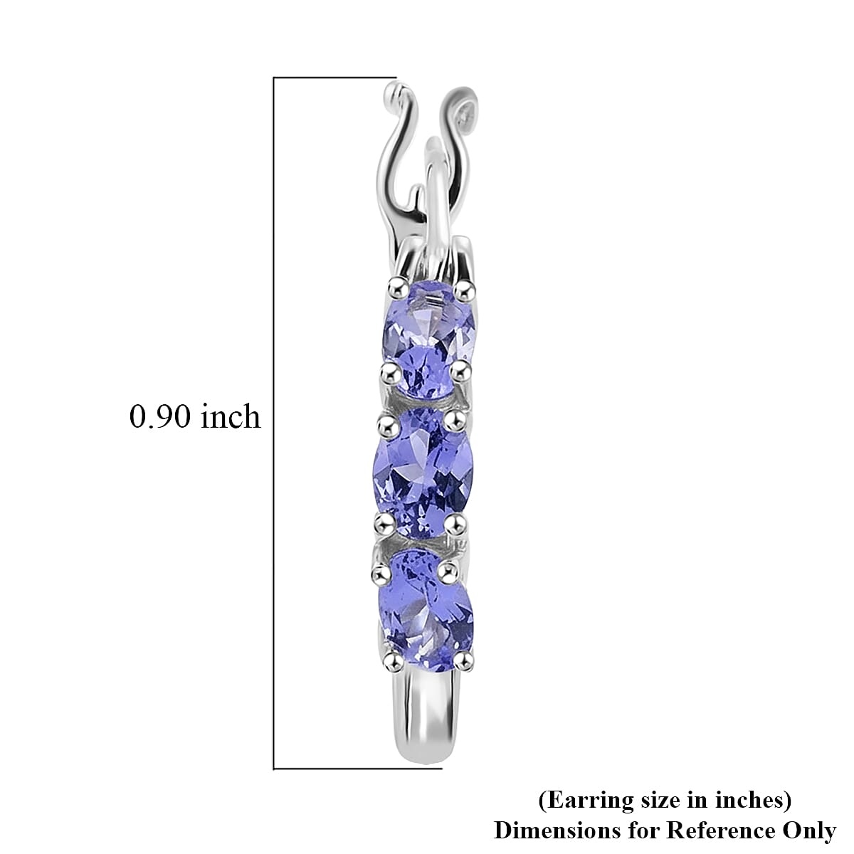 EverTrue Tanzanite 1.15 ctw Hoop Earrings in Platinum Bond image number 4