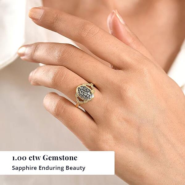 D'Joy Premium Green Sapphire Ring in 18K Vermeil YG Over Sterling Silver (Size 10.0) 0.65 ctw