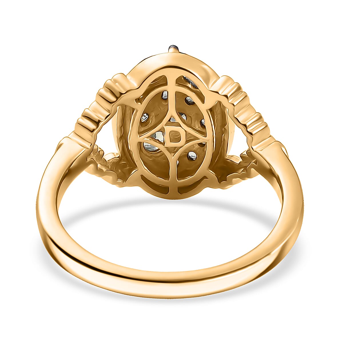 D'Joy Premium Green Sapphire 1.00 ctw Emerald Garden Ring in 18K Vermeil Yellow Gold Over Sterling Silver (Size 7.0) image number 4