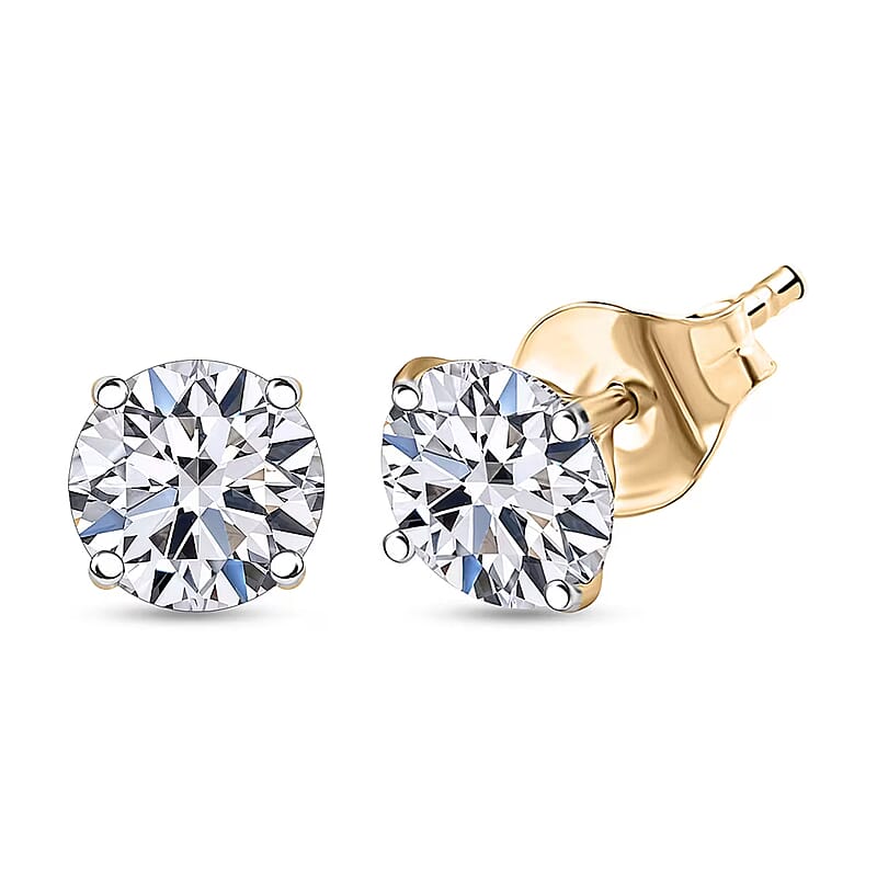 SGL Certified Luxuriant Lab Grown Diamond G-H SI 1.80 ctw Stud Earrings in 10K Yellow Gold