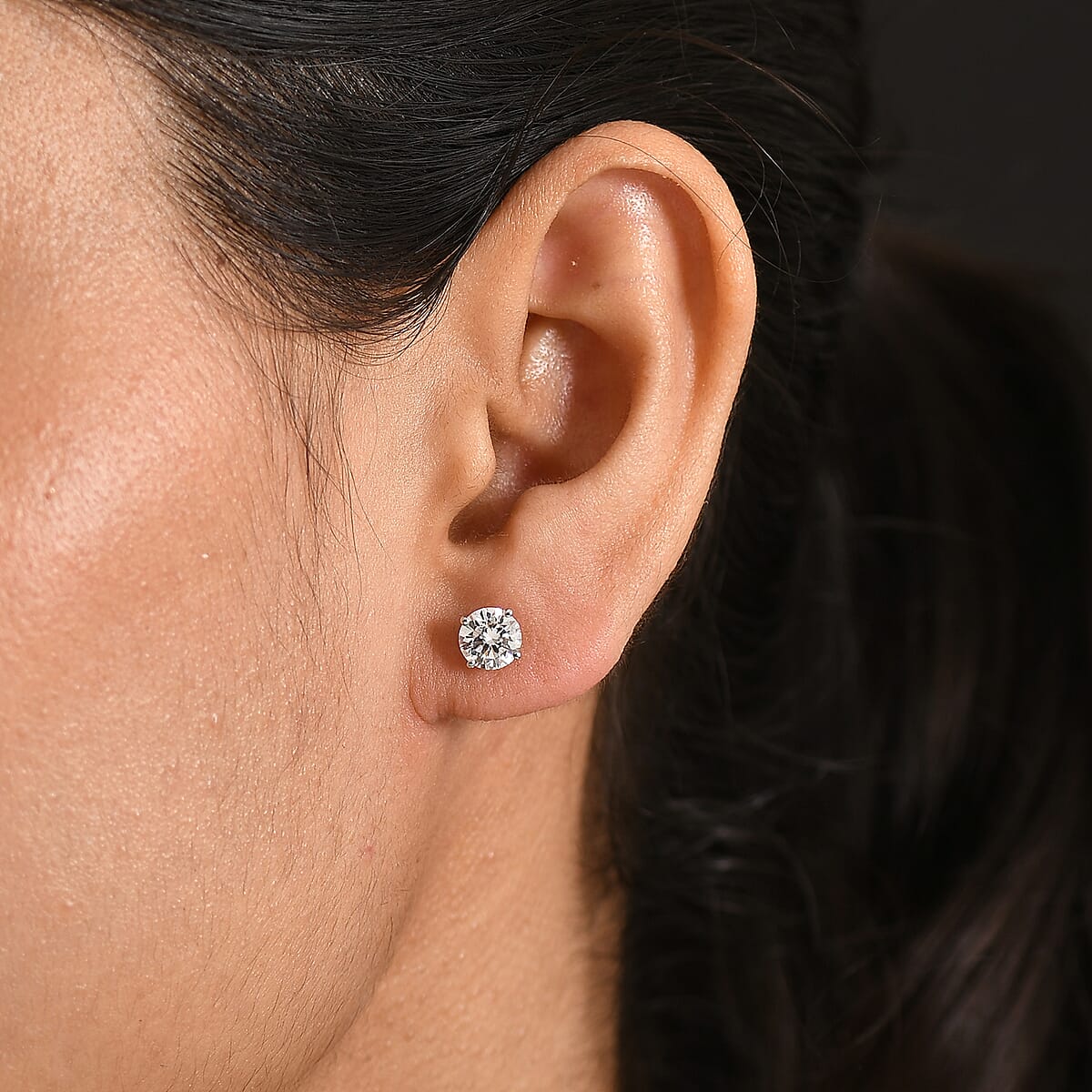 SGL Certified Luxuriant Lab Grown Diamond G-H SI 2.00 ctw Stud Earrings in 10K White Gold image number 2