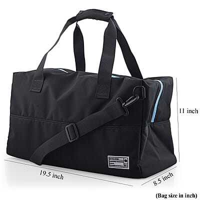 Closeout HEX Black and Blue Duffel Bag (19.5x8.5x11)