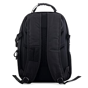 Closeout Beverly Hills Polo Club Black and Blue Multi Compartment Backpack (12.25x18.25x5)