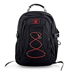 Closeout Beverly Hills Polo Club Black and Red Multi Compartment Backpack (12.25x18.25x5)