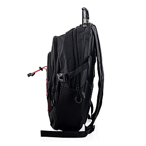 Closeout Beverly Hills Polo Club Black and Red Multi Compartment Backpack (12.25x18.25x5)