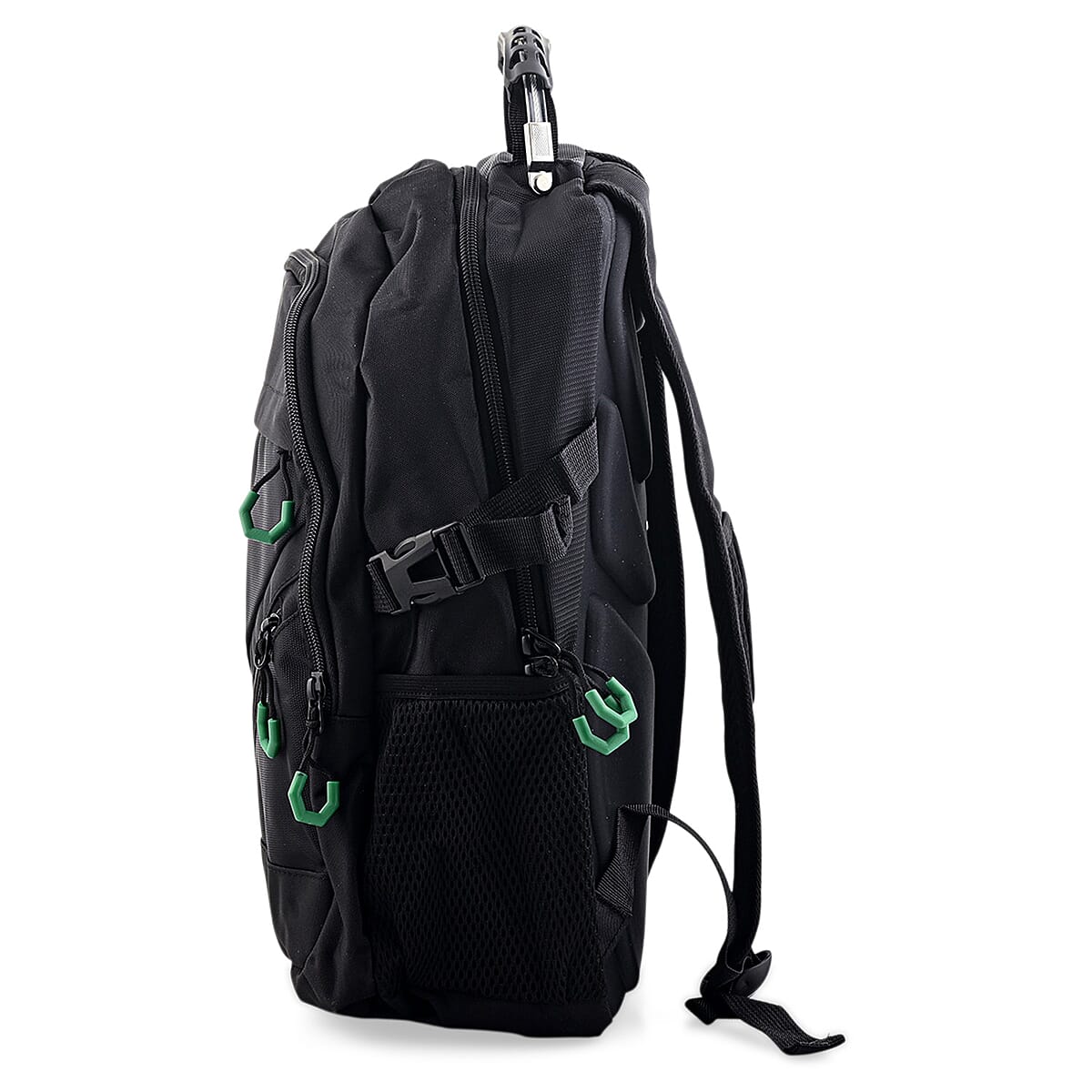 Closeout Beverly Hills Polo Club Black and Green Multi Compartment Backpack (12.25x18.25x5) image number 2