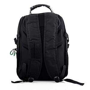 Closeout Beverly Hills Polo Club Black and Green Multi Compartment Backpack (12.25x18.25x5)