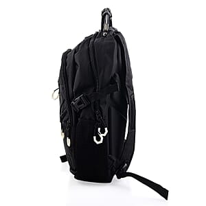 Closeout Beverly Hills Polo Club Black and White Multi Compartment Backpack (12.25x18.25x5)