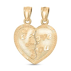 Made in America Splitting Hearts Pendant without Chain in 10K Yellow Gold 1.16 Grams