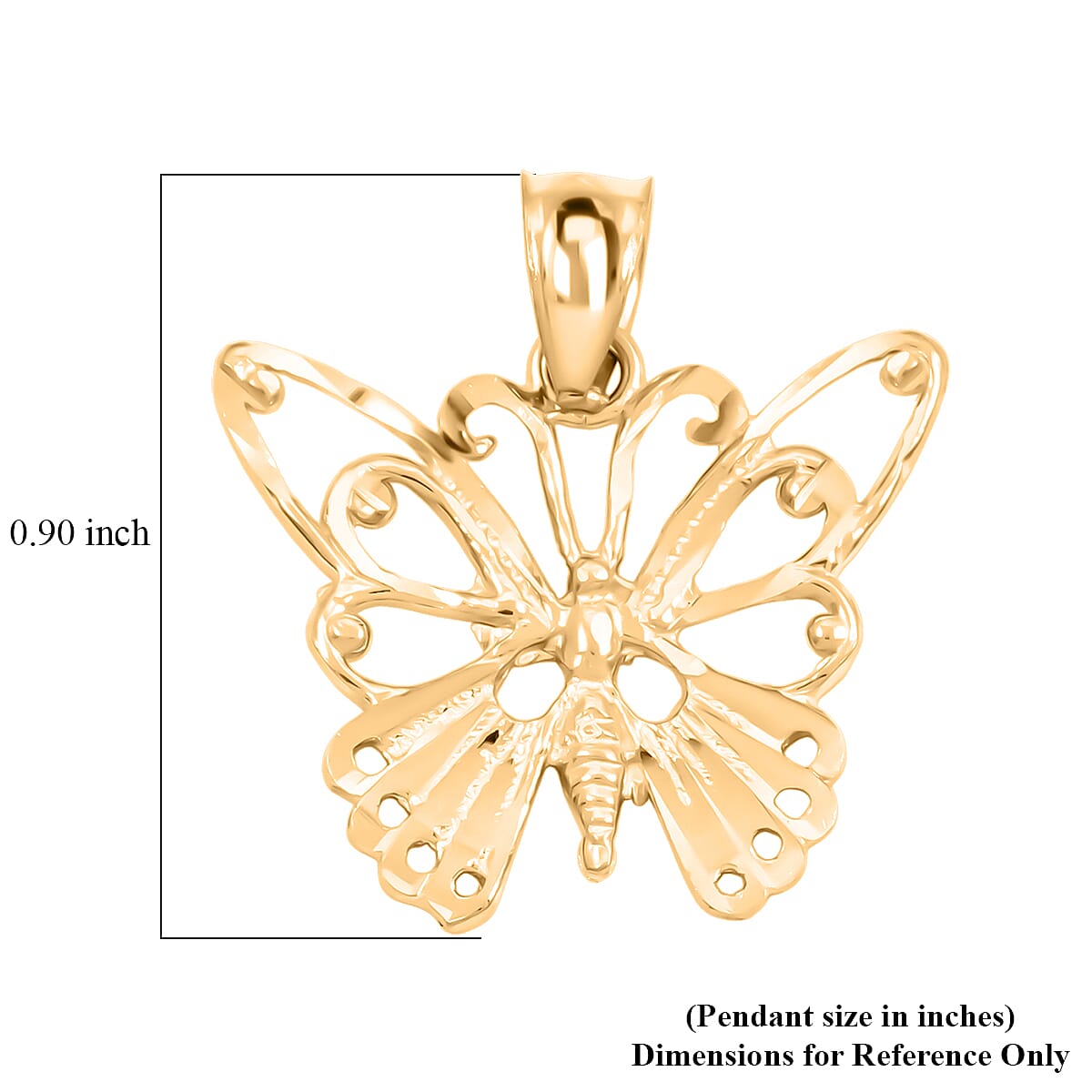 Made in America Butterfly Pendant without Chain in 10K Yellow Gold 1.3 Grams image number 4