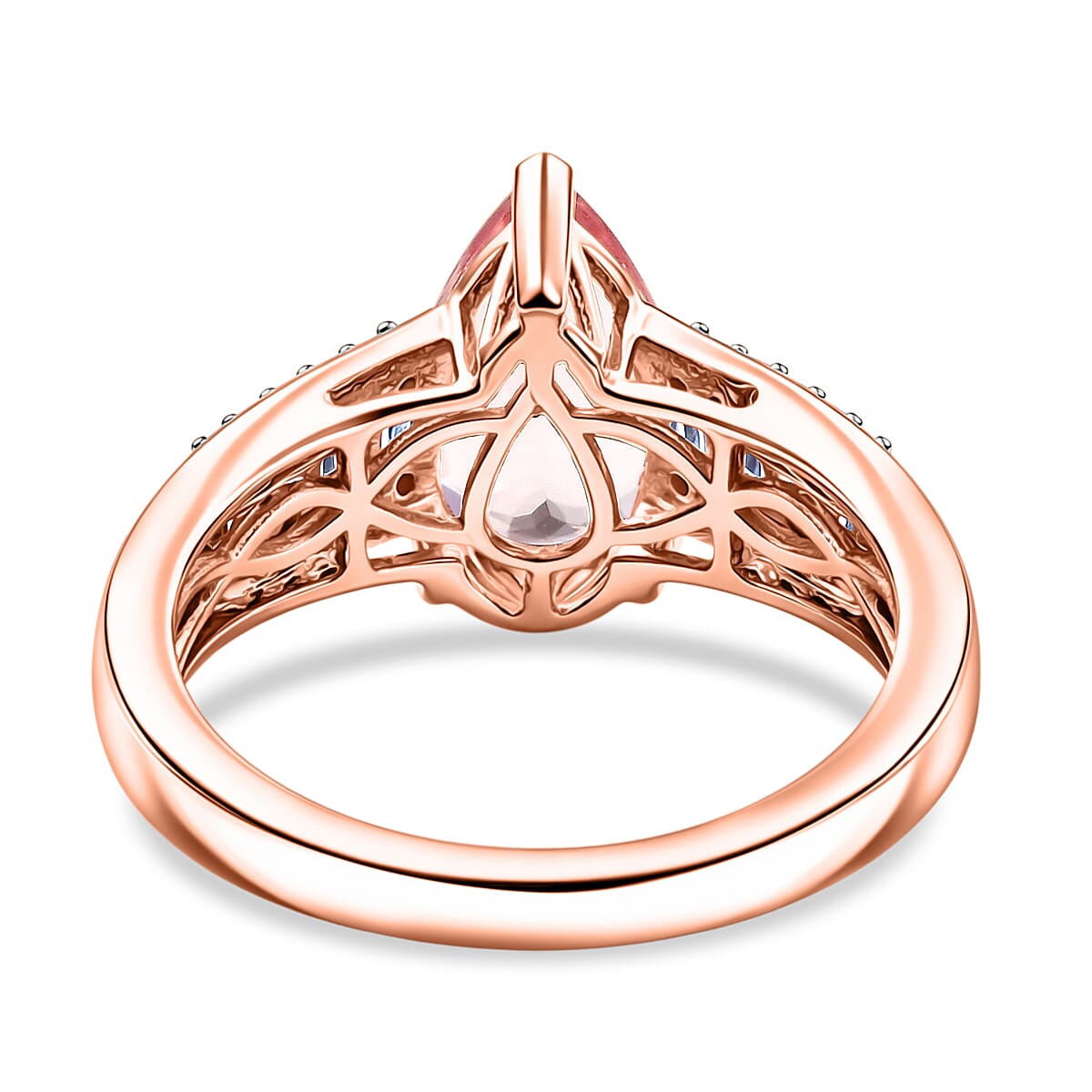 Luxoro Premium Pink Morganite and Diamond G-H I2 2.00 ctw Forever Rose Ring in 10K Rose Gold (Size 6.0) image number 4