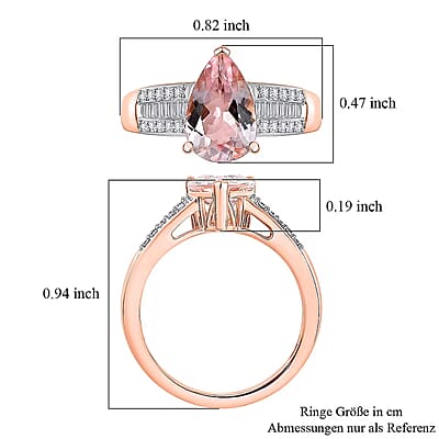 Luxoro Premium Pink Morganite and Diamond G-H I2 2.00 ctw Forever Rose Ring in 10K Rose Gold (Size 6.0)