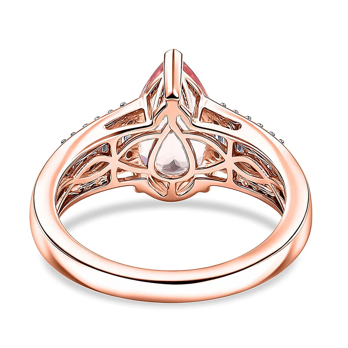 Luxoro Premium Pink Morganite and Diamond G-H I2 2.00 ctw Forever Rose Ring in 10K Rose Gold (Size 6.0) image number 6
