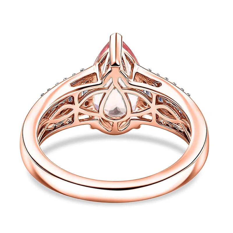 Luxoro Premium Pink Morganite and Diamond G-H I2 2.00 ctw Forever Rose Ring in 10K Rose Gold (Size 6.0)