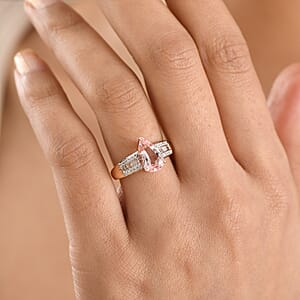 Luxoro Premium Pink Morganite and Diamond G-H I2 2.00 ctw Forever Rose Ring in 10K Rose Gold (Size 7.0)