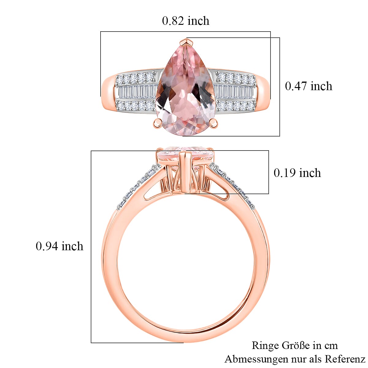 Luxoro Premium Pink Morganite and Diamond G-H I2 2.00 ctw Forever Rose Ring in 10K Rose Gold (Size 7.0) image number 5