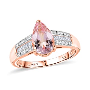 Luxoro Premium Pink Morganite and G-H I2 Diamond 2.00 ctw Forever Rose Ring in 10K Rose Gold (Size 9.0)