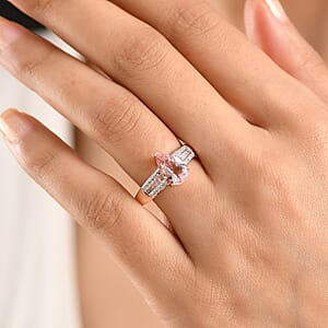 Luxoro Premium Pink Morganite and G-H I2 Diamond 2.00 ctw Forever Rose Ring in 10K Rose Gold (Size 9.0)