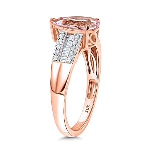 Luxoro Premium Pink Morganite and G-H I2 Diamond 2.00 ctw Forever Rose Ring in 10K Rose Gold (Size 9.0)