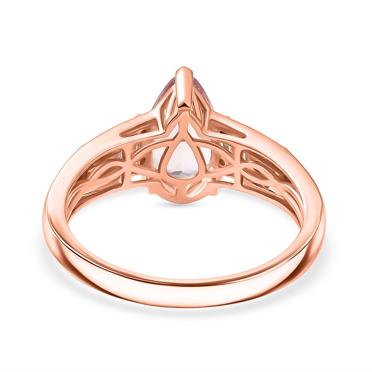 Luxoro Premium Pink Morganite and G-H I2 Diamond 2.00 ctw Forever Rose Ring in 10K Rose Gold (Size 9.0) image number 4