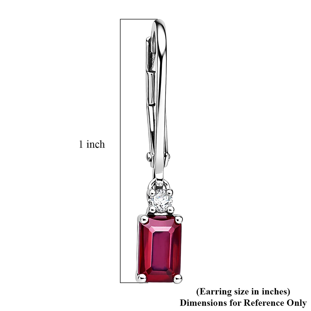 Premium Niassa Ruby (FF) and Luxuriant Lab Grown Diamond G-H SI 1.80 ctw Red Majesty Earrings in Rhodium Over Sterling Silver