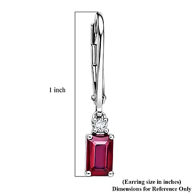 Premium Niassa Ruby (FF) and Luxuriant Lab Grown Diamond G-H SI 1.80 ctw Red Majesty Earrings in Rhodium Over Sterling Silver