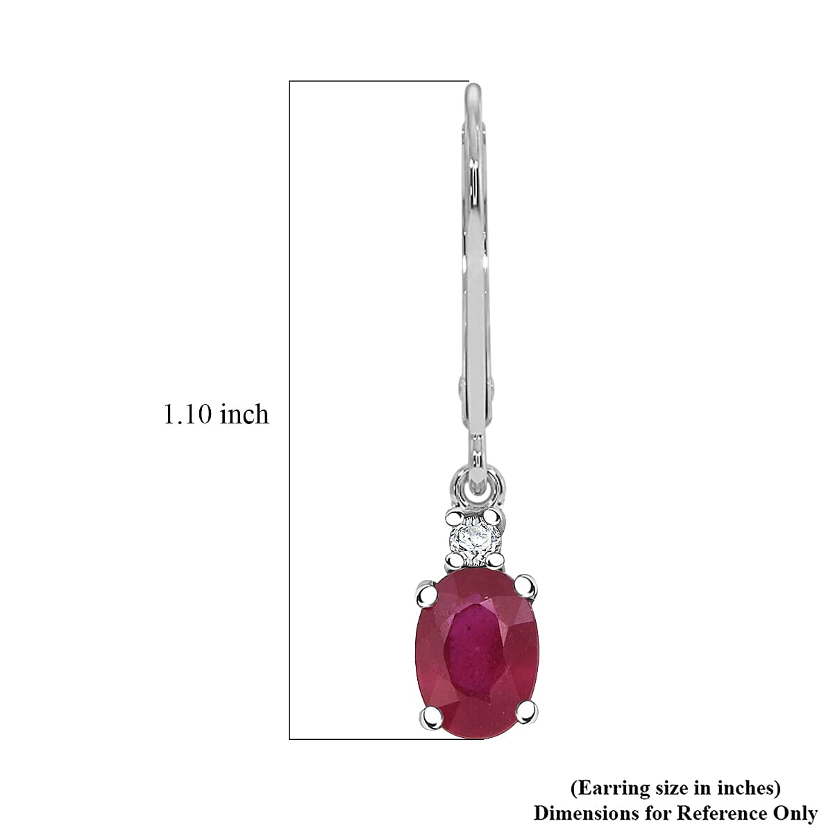 Premium Niassa Ruby (FF) and Luxuriant Lab Grown Diamond G-H SI 2.50 ctw Red Majesty Earrings in Rhodium Over Sterling Silver image number 5