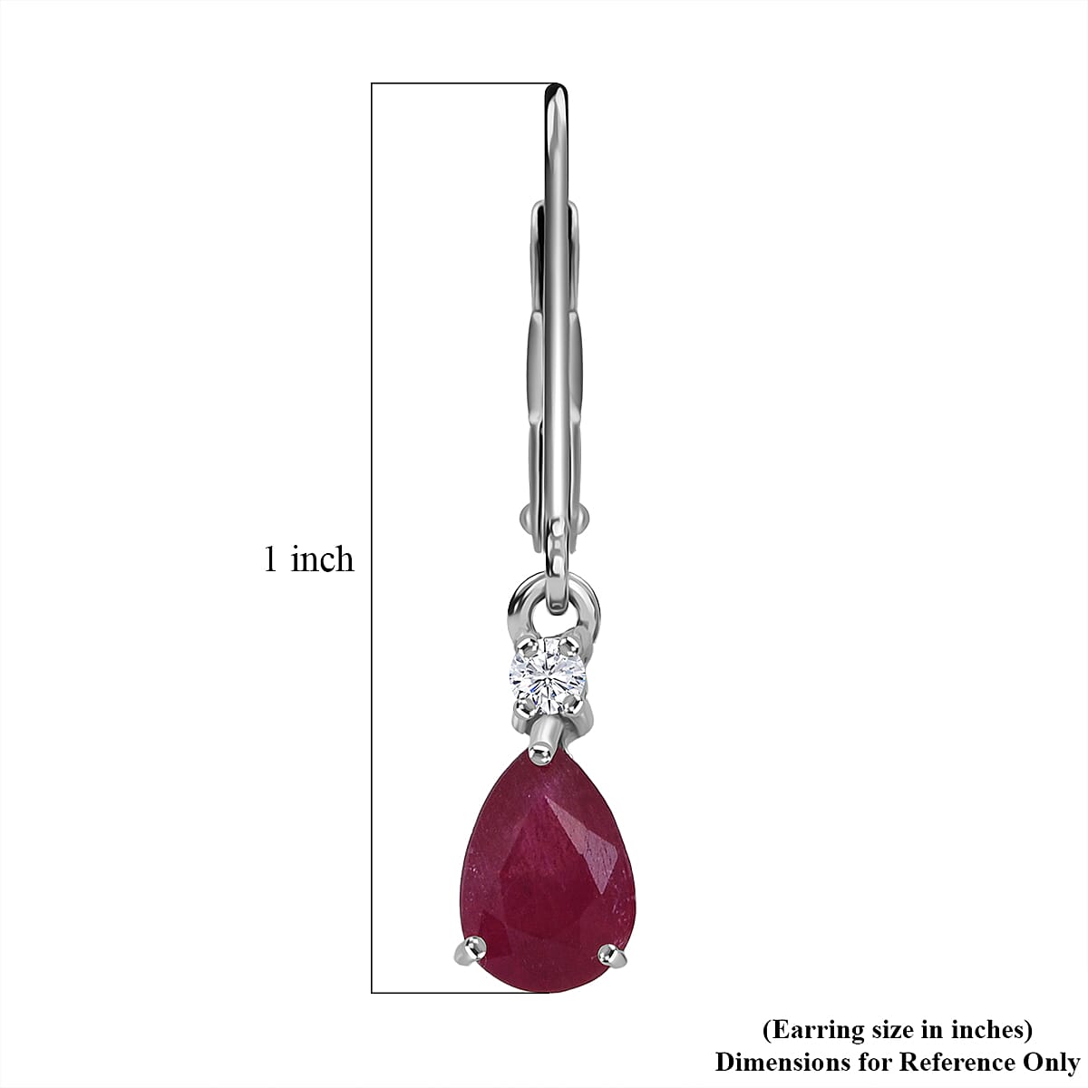Premium Niassa Ruby (FF) and Luxuriant Lab Grown Diamond G-H SI 2.00 ctw Red Majesty Earrings in Rhodium Over Sterling Silver image number 5