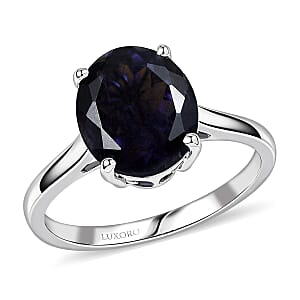 Luxoro AAA Catalina Iolite 3.60 ctw Twilight Blue Elegance Ring in 10K White Gold (Size 10.0)