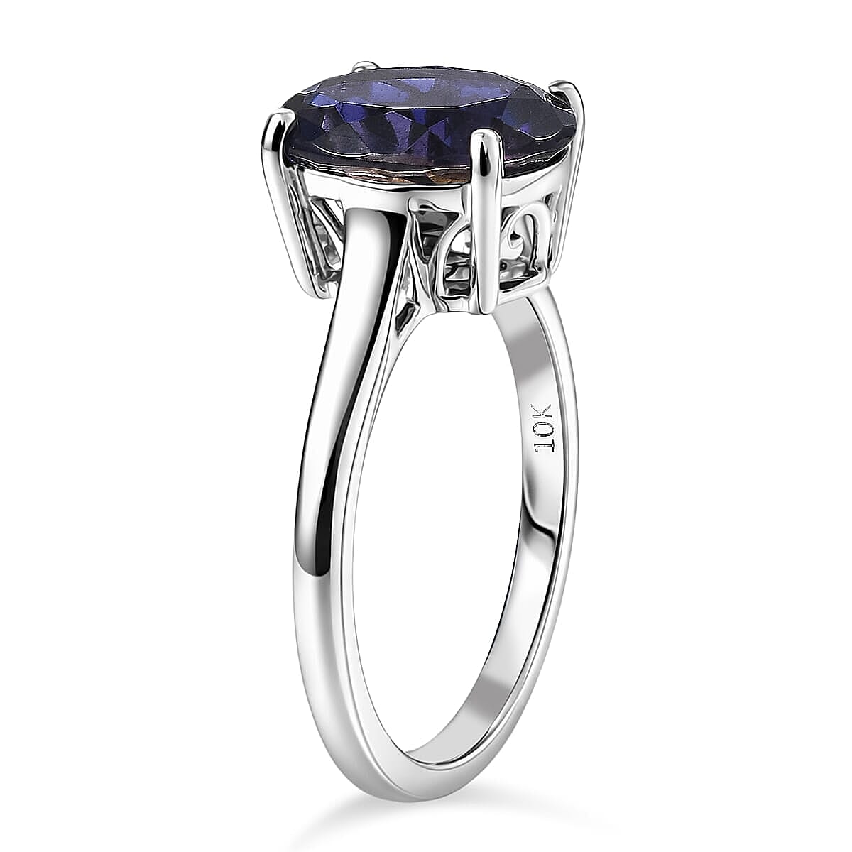 Luxoro AAA Catalina Iolite 3.60 ctw Twilight Blue Elegance Ring in 10K White Gold (Size 10.0) image number 3