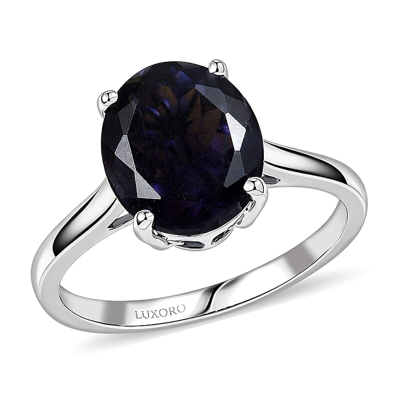 Luxoro AAA Catalina Iolite 3.60 ctw Twilight Blue Elegance Ring in 10K White Gold (Size 12.0)
