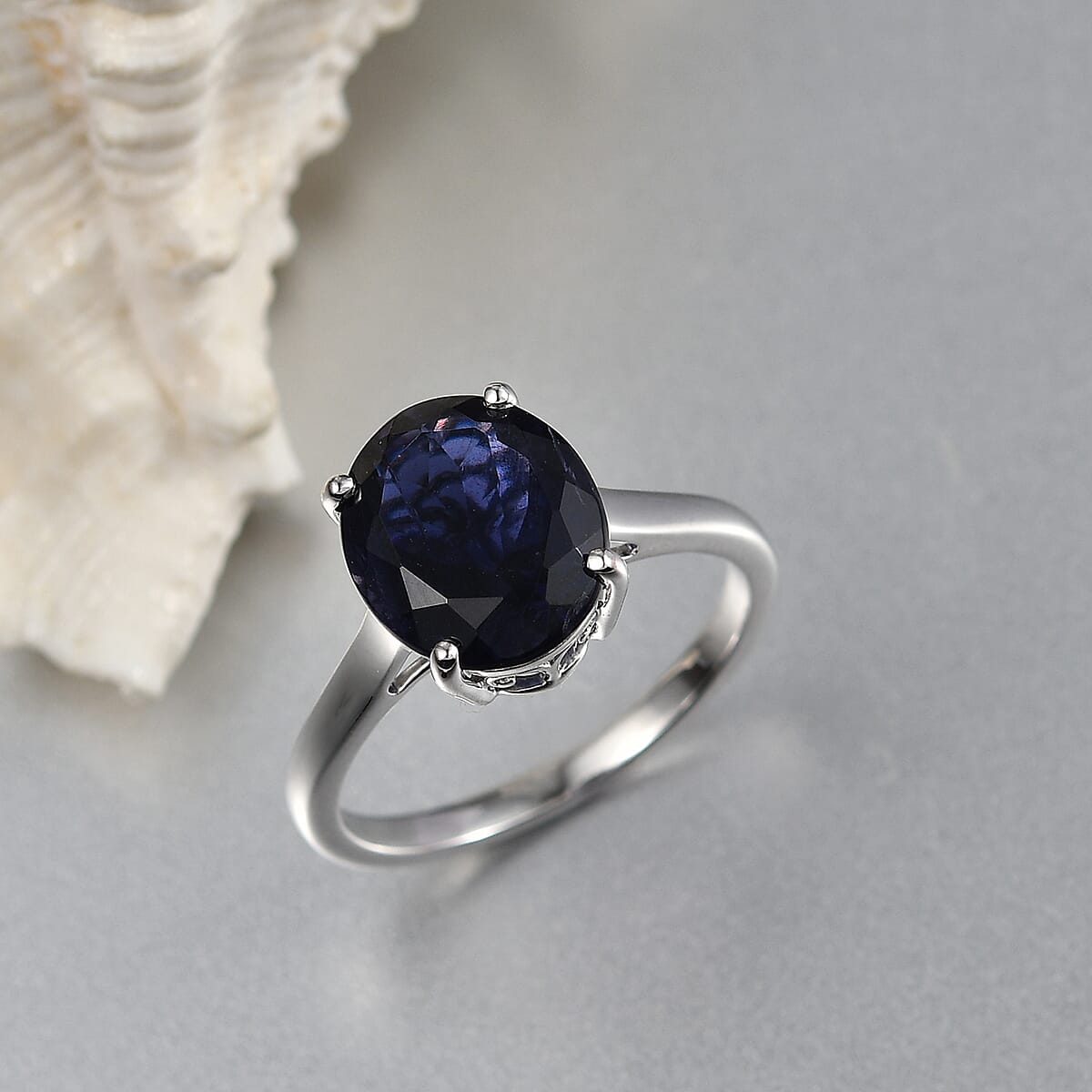 Luxoro AAA Catalina Iolite 3.60 ctw Twilight Blue Elegance Ring in 10K White Gold (Size 8.0) image number 1