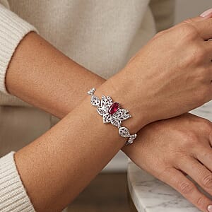 Epic Deal D'Joy Passport to Turkey Premium Niassa Ruby (FF) 2.80 ctw Bracelet in Rhodium Over Sterling Silver (6.50 In)