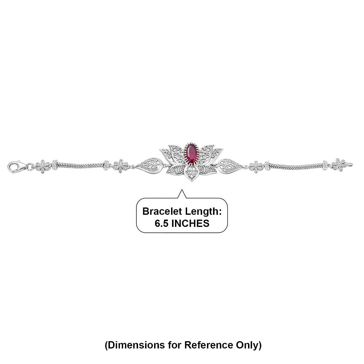D'Joy Passport to Turkey Premium Niassa Ruby (FF) 2.80 ctw Bracelet in Rhodium Over Sterling Silver (6.50 In)