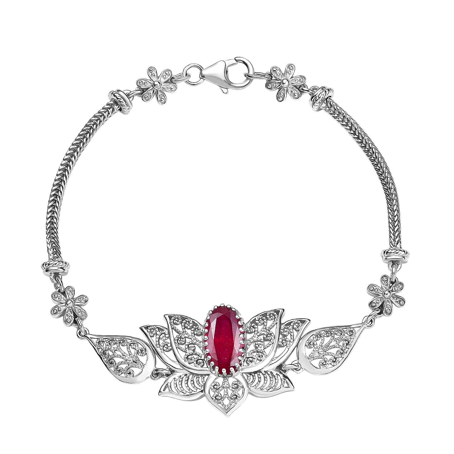 D'Joy Passport to Turkey Premium Niassa Ruby (FF) Bracelet in Rhodium Over Sterling Silver (6.50 In) 2.80 ctw