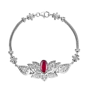 D'Joy Passport to Turkey Premium Niassa Ruby (FF) 2.80 ctw Bracelet in Rhodium Over Sterling Silver (7.25 In)