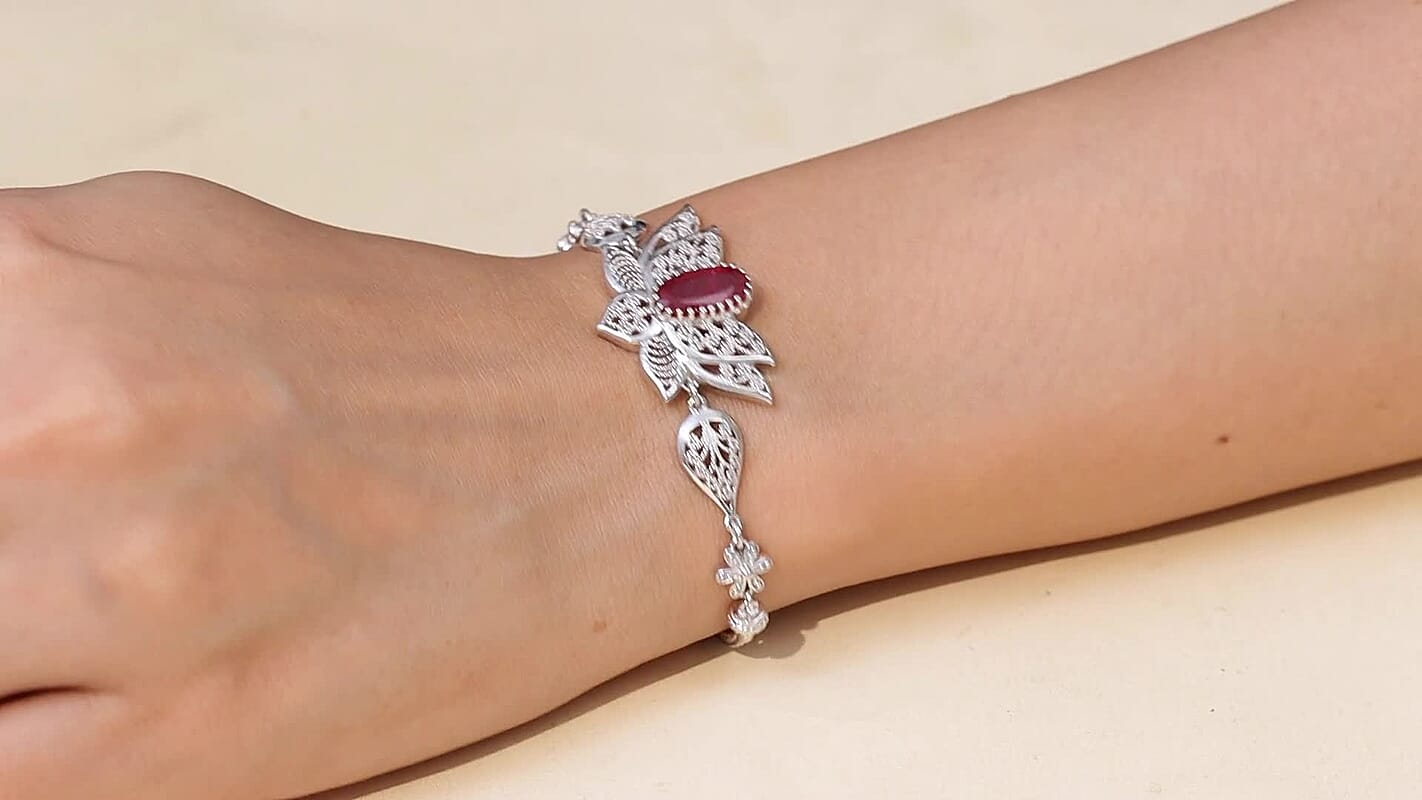 D'Joy Passport to Turkey Premium Niassa Ruby (FF) Bracelet in Rhodium Over Sterling Silver (6.50 In) 2.80 ctw