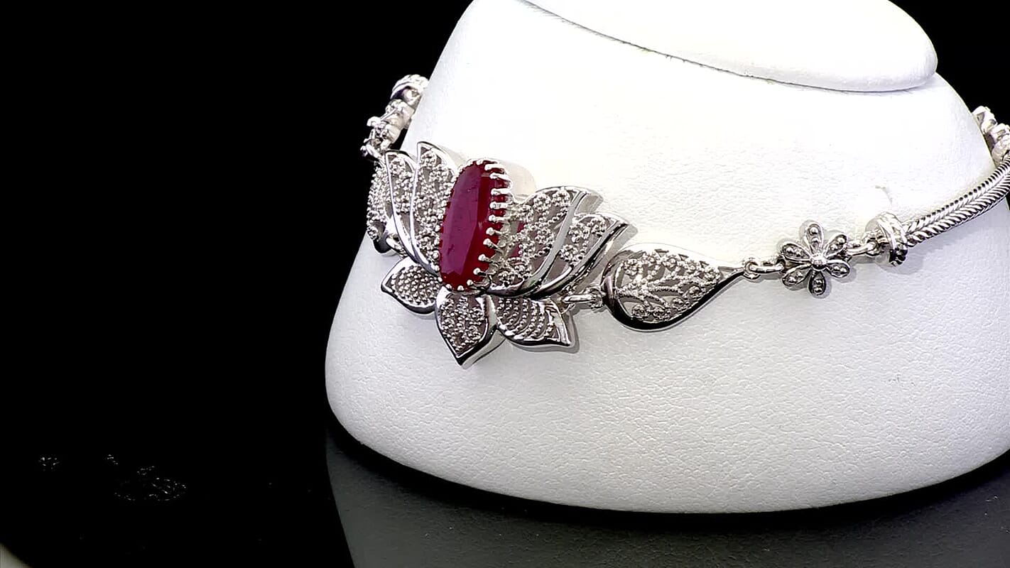 D'Joy Passport to Turkey Premium Niassa Ruby (FF) Bracelet in Rhodium Over Sterling Silver (6.50 In) 2.80 ctw