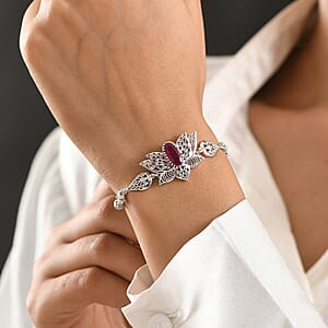 D'Joy Passport to Turkey Premium Niassa Ruby (FF) 2.80 ctw Bracelet in Rhodium Over Sterling Silver (7.25 In)