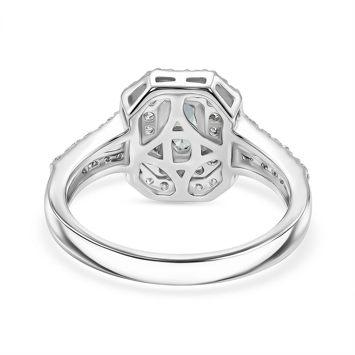 D'Joy Premium Australian Sapphire and White Zircon 1.65 ctw Velvet Eclipse Ring in Rhodium Over Sterling Silver (Size 10.0) image number 4