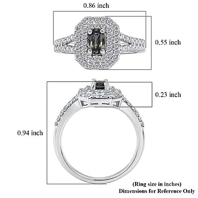 D'Joy Premium Australian Sapphire and White Zircon 1.65 ctw Velvet Eclipse Ring in Rhodium Over Sterling Silver (Size 10.0)