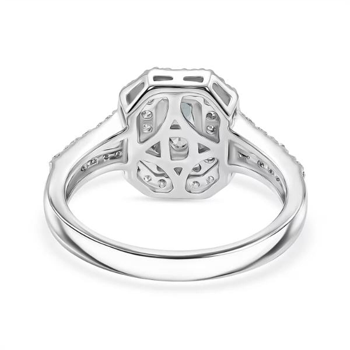 D'Joy Premium Australian Sapphire and White Zircon 1.65 ctw Velvet Eclipse Ring in Rhodium Over Sterling Silver (Size 10.0) image number 6