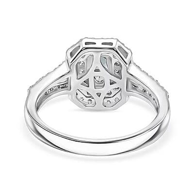 D'Joy Premium Australian Sapphire and White Zircon 1.65 ctw Velvet Eclipse Ring in Rhodium Over Sterling Silver (Size 10.0)