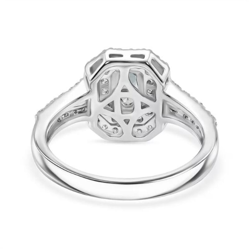 D'Joy Premium Australian Sapphire and White Zircon 1.65 ctw Velvet Eclipse Ring in Rhodium Over Sterling Silver (Size 7.0)