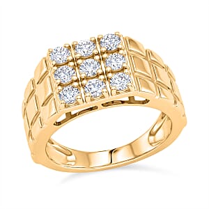 Luxuriant Lab Grown Diamond G-H SI 1.00 ctw Men's Ring in 18K Vermeil Yellow Gold Over Sterling Silver (Size 12.0) (Del. in 12-15 Days)