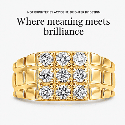 Luxuriant Lab Grown Diamond G-H SI 1.00 ctw Men's Ring in 18K Vermeil Yellow Gold Over Sterling Silver (Size 12.0)