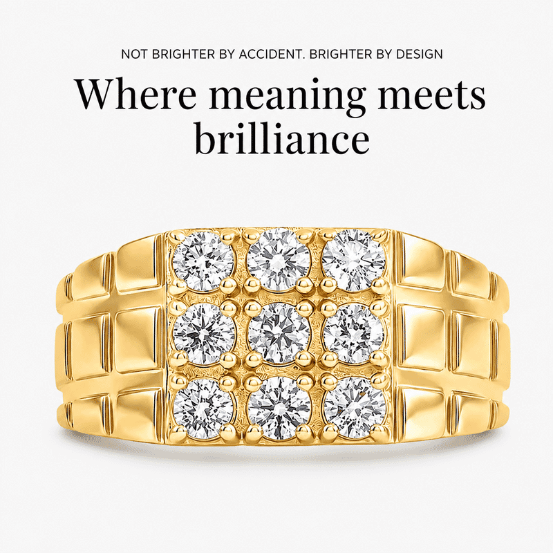 Luxuriant Lab Grown Diamond G-H SI 1.00 ctw Men's Ring in 18K Vermeil Yellow Gold Over Sterling Silver (Size 12.0)