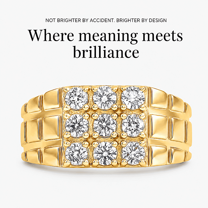Luxuriant Lab Grown Diamond G-H SI 1.00 ctw Men's Ring in 18K Vermeil Yellow Gold Over Sterling Silver (Size 12.0)