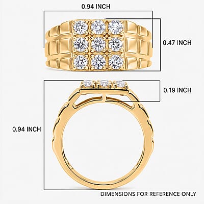 Luxuriant Lab Grown Diamond G-H SI 1.00 ctw Men's Ring in 18K Vermeil Yellow Gold Over Sterling Silver (Size 12.0)